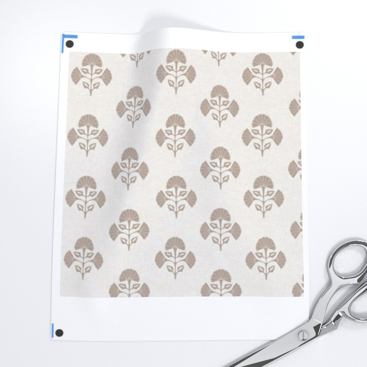 Neutral Floral Block Print Cream Brown Botanical Cottagecore Country Farmhouse Custom Printed Fabric by Spoonflower Various Fabrics by the Yard or Fat Quarter